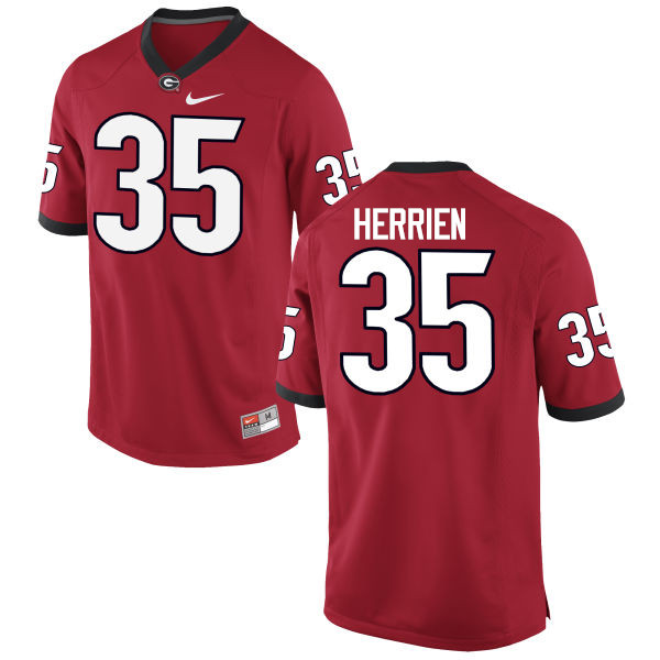 Men Georgia Bulldogs #35 Brian Herrien College Football Jerseys-Red